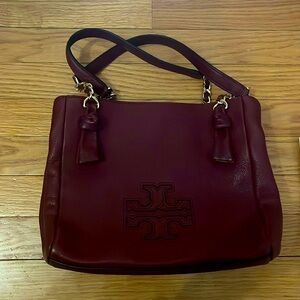 Tory Burch Harper Small Satchel in Dark Merlot